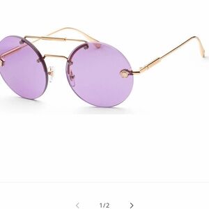 Versace Round Gold Frame Sunglasses with Purple Lenses